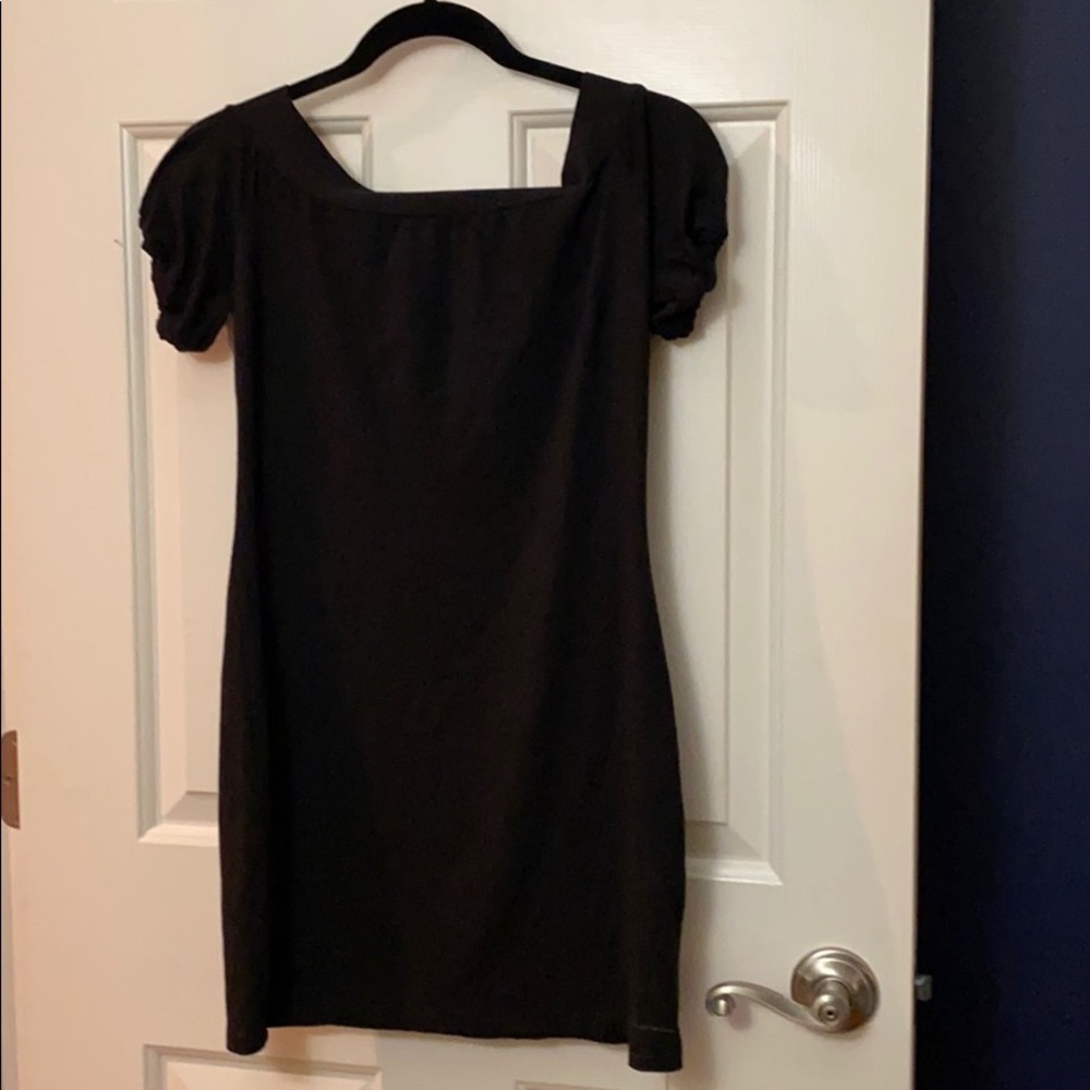 Black short sleeve, tie back shirt